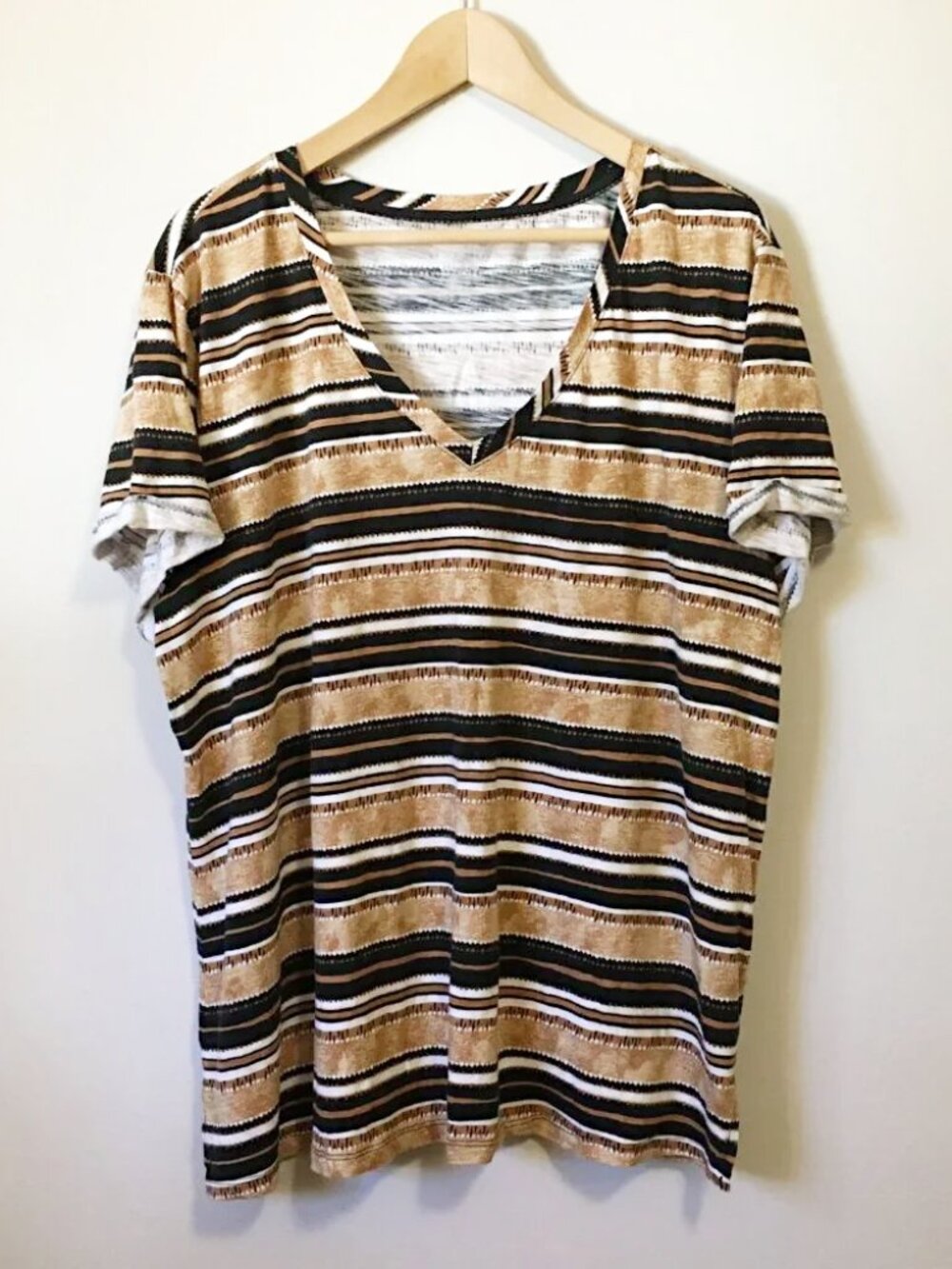 Love & Legend Horizontal Striped Boyfriend Fit Tee 2X Plus Size